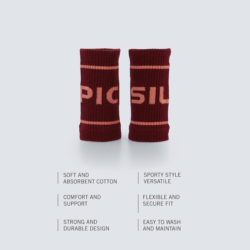 PICSIL - Cotton Sports Wristbands | Absorbent and Breathable | Ideal for Gym, Cross Training, Running and Tennis | Use with Grips | Unisex Design | - Image 3